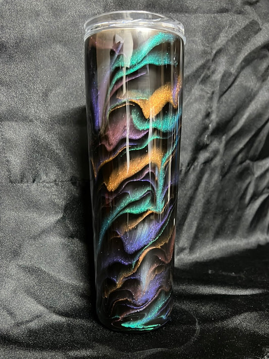 30oz Skinny Tumbler with Metallic “Northern Lights” Shimmer (no Glow)