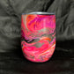 12oz Wine Glass, Hot Pink/Purple, Metallic Silver Swirl w/Orange Glow