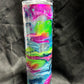 30oz Skinny Tumbler, Blue, Pink, Green, Yellow w/Stars (No Glow)