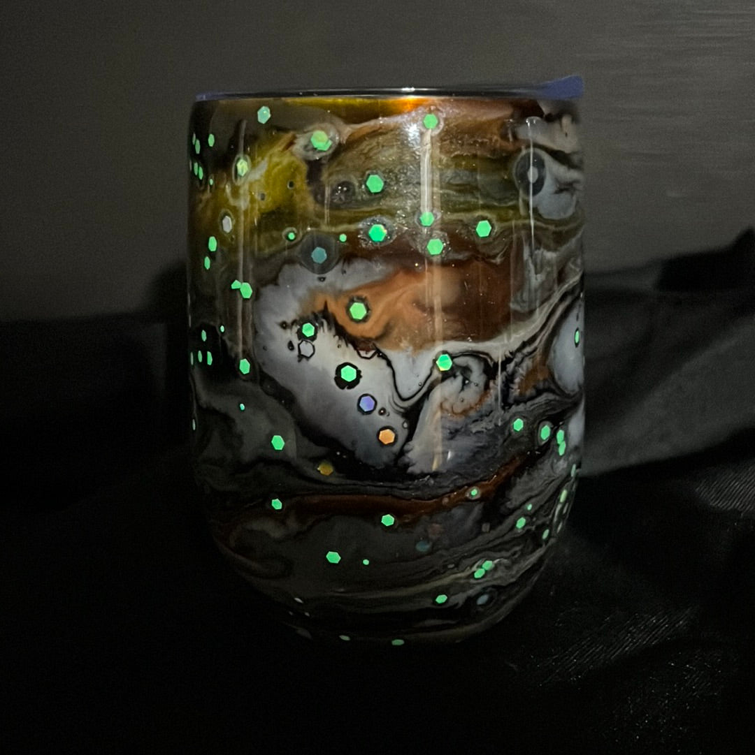 12oz Wine Glass, Copper Tiger w/Glow