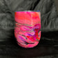 12oz Wine Glass, Hot Pink/Purple, Metallic Silver Swirl w/Orange Glow