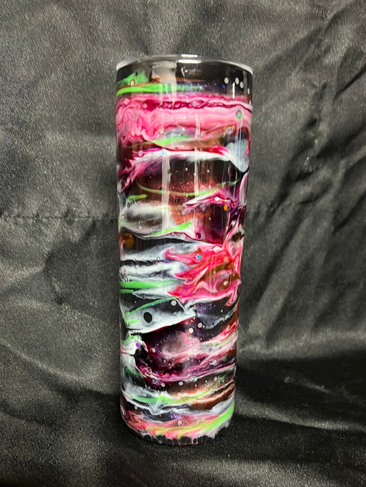 20oz Skinny Tumbler w/Hot Pink, Green Glow & Black (Glow Bugs)