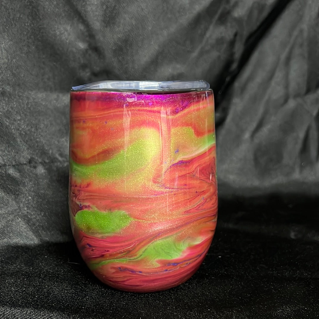 12oz Wine Glass, Metallic Pink & Green (aka Candy Apple cup)