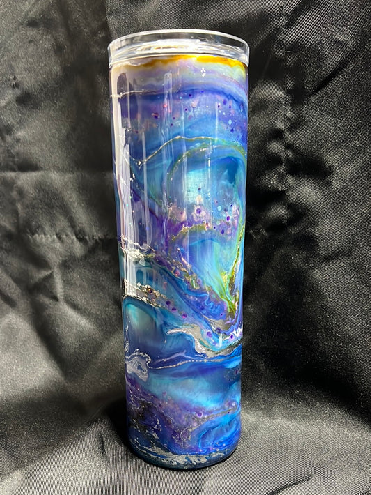 30oz Skinny Tumbler Blues, Purple with a bit of gold w/Glow