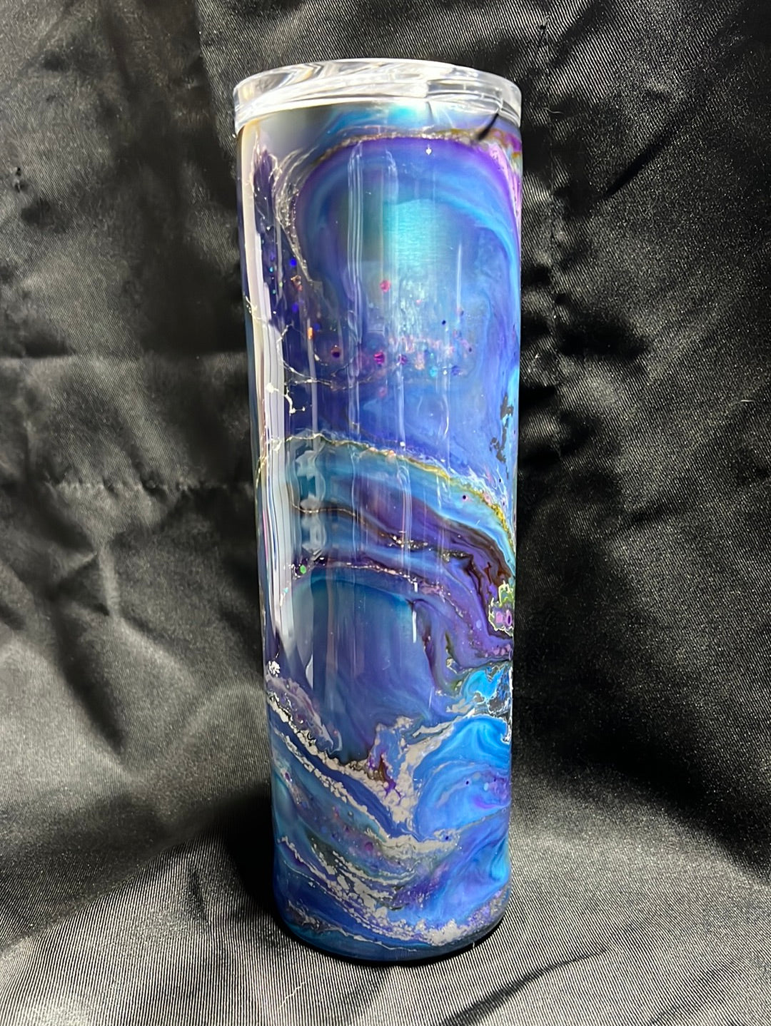 30oz Skinny Tumbler Blues, Purple with a bit of gold w/Glow